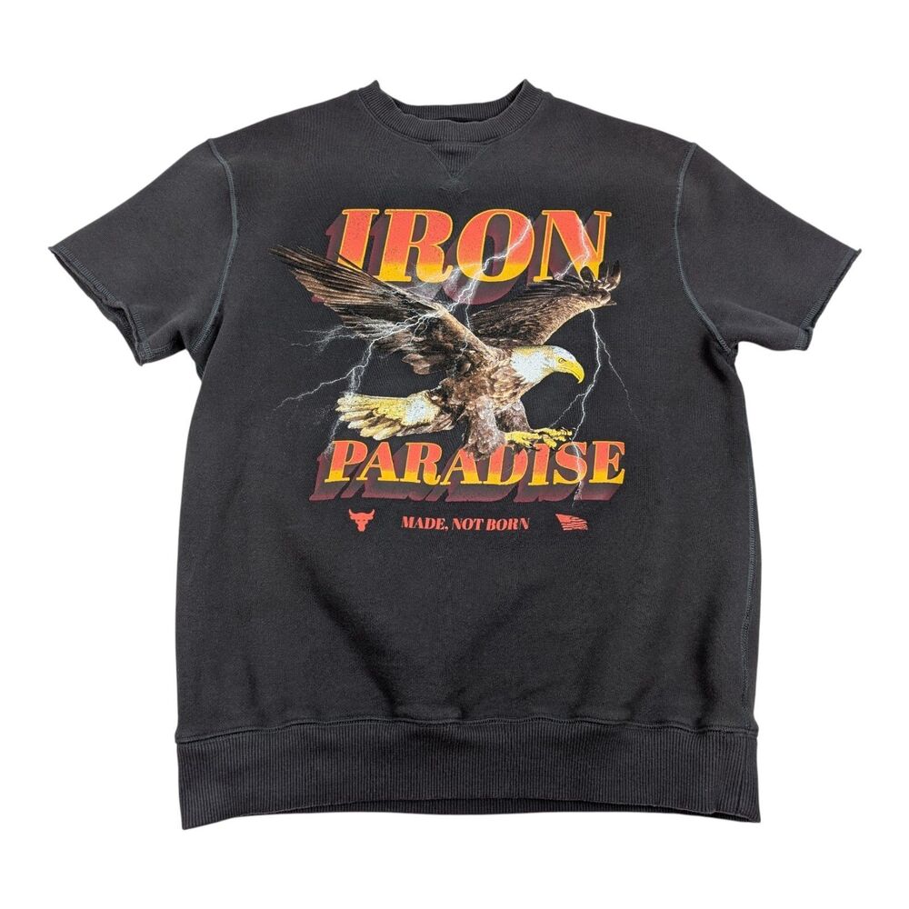 Under Armour x Project Rock Iron Paradise Eagle OG Cutoff Sweat Shirt Mens Small